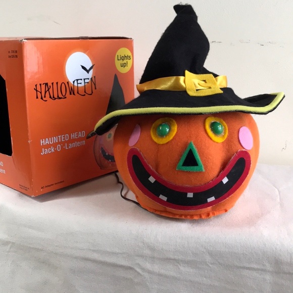 VTG Jack O Lantern Gemmy Michael’s LED light up silly face Witch hat Halloween - Picture 2 of 11